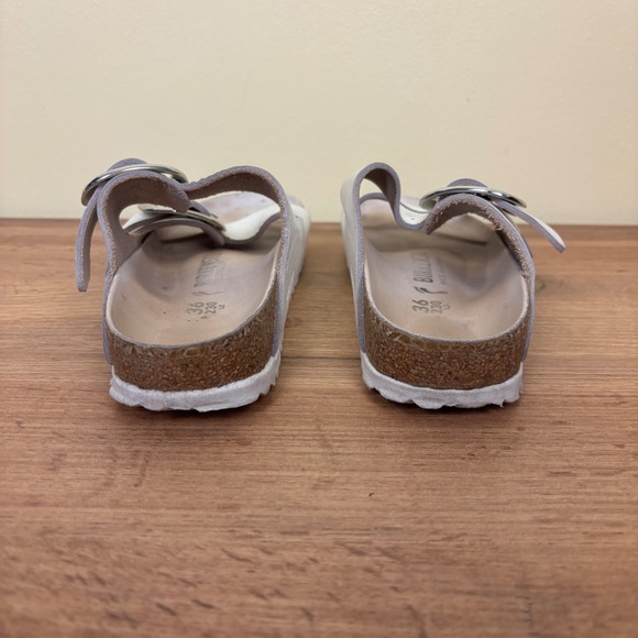 BIRKENSTOCK Arizona Big Buckle Slide Sandal Size 36 White Leather Comfort Casual - Picture 9 of 11